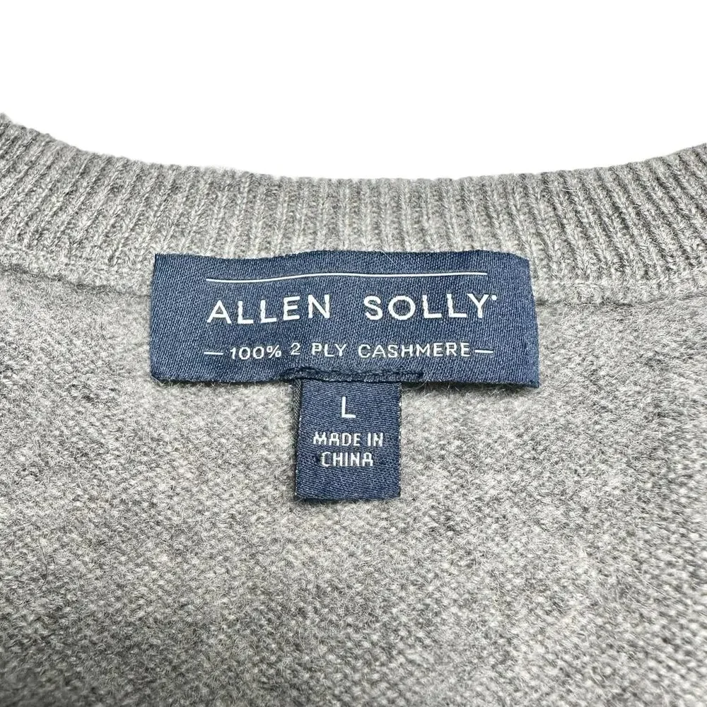 Allen Solly | Men | 100% 2-Ply Cashmere Gray Argyle V-Neck Sweater | Size Large
